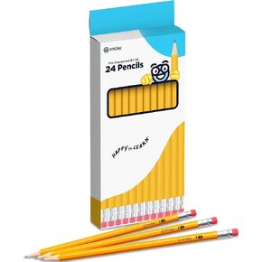 Enday Presharpened #2 Pencils 24 Count, Wood-Cased Yellow Sharpened Pencils with Latex-Free Eraser, Long-Lasting Durable No 2 Pencils for School, Office and Classroom Supplies in Saudi Arabia