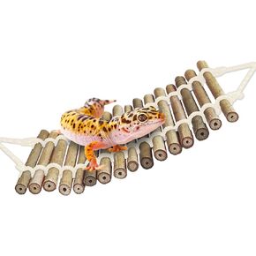 SunGrow Bamboo Gecko Reptile Climbing Bridge and Lizard Lounge, 18" Swinging Hideout Bridge, Helps Leopard Geckos with Thermoregulation, Increases Habitat Space, Can Be Submerged in Water in Kuwait