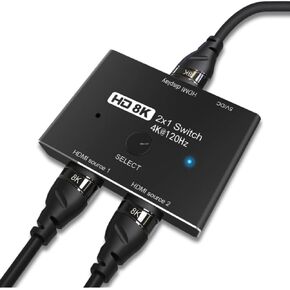 كابلديكون محول محول اتجاهي HDMI 2.1 UHD 8K عالي السرعة 48 جيجابايت في الثانية 2 انش 1 مخرج 8K@60Hz 4K عند 120Hz متوافق مع شاشات أجهزة العرض Xbox PS5 in Kuwait