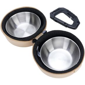 Portable Double Pet Bowl Set, Stainless Steel Food and Water Bowls with EVA Carry Case and Clip for Dogs and Cats Travel(Green) in Kuwait