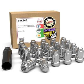 Wheel Accessories Parts 20 Pcs 12mm 1.50 12x1.50 Thread Car Spline 1.38" Long Lug Nut Chrome Spline Fits Many Chevy Honda Passenger Cars | Toyota Pass Cars with Aftermarket Wheels in Saudi Arabia