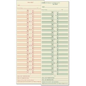 TOPS Time Cards, Semi-Monthly, 2-Sided, 3-1/2" x 10-1/2", Manila, Green/Red Print, 500-Count (1276) in Saudi Arabia