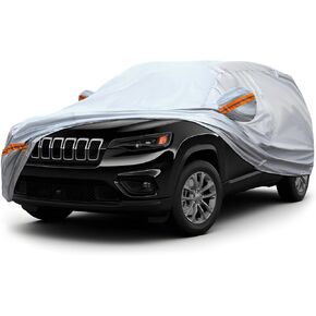 KEYOOG 6-Layer Full Car Cover is All-Weather Waterproof, Universal in All Seasons, Snow Prevention, Rainproof, Acid Rainproof, Sunscreen, Ultraviolet-Proof, Fit SUV 178"-189" Orange Reflective Strip in Saudi Arabia