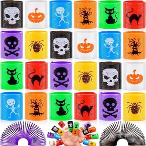 24 Pcs Halloween Mini Coil Springs Toys Magic Spring Toys for Kids Boys Girls Halloween Goodie Bag Stuffers Halloween Treat Bags Party Favors Gifts in Kuwait