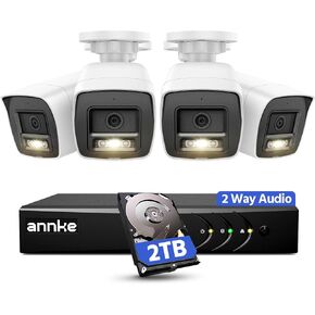 نظام كاميرا أمان ANNKE 8CH، مسجل فيديو رقمي للمراقبة 3K Lite مع 4 كاميرات CCTV IP67 سلكية بدقة 4 × 1080 بكسل مع رؤية ليلية كاملة الألوان، اكتشاف الإنسان/المركبة بالذكاء الاصطناعي، الوصول عن بعد، محرك أقراص ثابتة سعة 1 تيرابايت in Kuwait