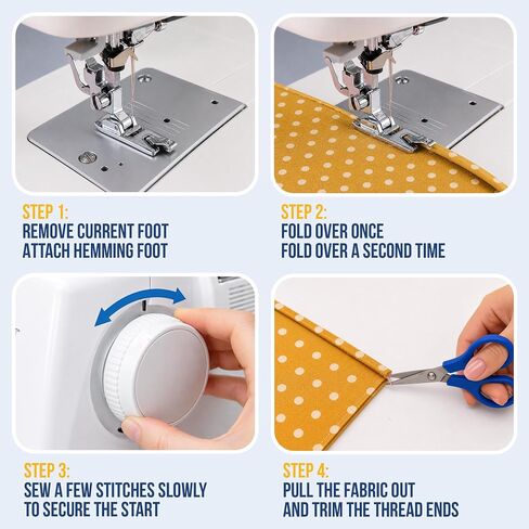 Rolled Hem Presser Foot [6 Sizes] Wide Rolled Hem Foot Set & Narrow Foot Hemmer Set For Brother, Singer & Janome Low Shank Sewing Machines. Hemming Pressure Feet With Distinctive Wide and Narrow Sizes in Kuwait