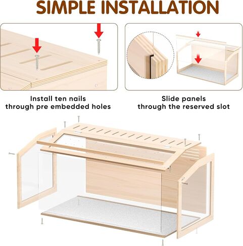 Wooden Hamster Cage, 32inch Large Hamster Enclosure with Openable Top & Stabilized Acrylic for Small Animals, Guinea Pig, Rabbit, Rat, 32" L x 16''W x 16''H Hamster Habitat with Multi-Vent in Saudi Arabia