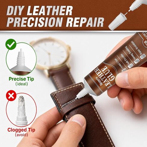 Leather Glue, 120ml Transparent Leather Adhesive, Industrial Strength, Waterproof, Leather Cement with Applicator Brush, Flexible Bond for Shoes, Bags, Sofa, Car Seats, PU and Fabric in Saudi Arabia