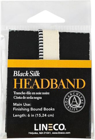 Lineco Black 6" Silk Head Band. Finishing Touch for Bound Books. Bookbinding, DIY, Crafts, Projects, Journals, Scrapbooking, Book Decor. Black in Kuwait