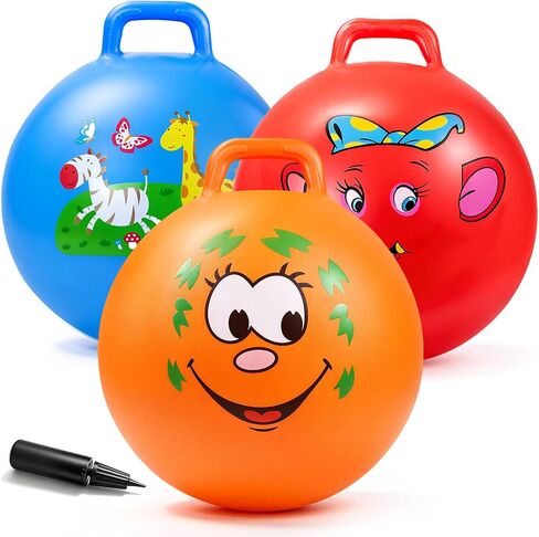 3 Pack Bouncy Balls with Handle for Kids, 15 Inch Hopper Ball for Kid 3 4-8 in Saudi Arabia