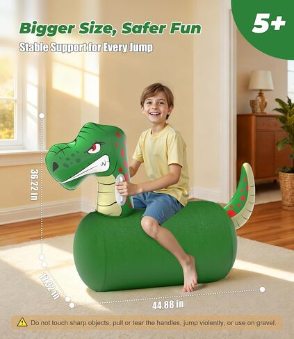 JOSEN Large Inflatable Bouncy Dinosaur Hopper Toy with Hand Pump, Kids Indoor Outdoor Ride on Bounce Animal, Bouncing Horse Hopping Toy for Boys, Girls Up to 220lbs, Birthday Gift for 4 6 8 Year Old in Saudi Arabia