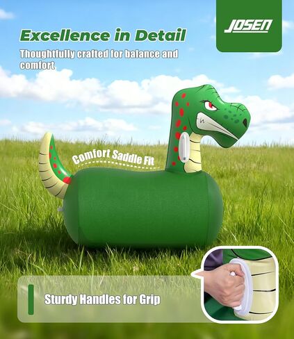 JOSEN Large Inflatable Bouncy Dinosaur Hopper Toy with Hand Pump, Kids Indoor Outdoor Ride on Bounce Animal, Bouncing Horse Hopping Toy for Boys, Girls Up to 220lbs, Birthday Gift for 4 6 8 Year Old in Saudi Arabia