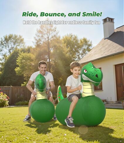 JOSEN Large Inflatable Bouncy Dinosaur Hopper Toy with Hand Pump, Kids Indoor Outdoor Ride on Bounce Animal, Bouncing Horse Hopping Toy for Boys, Girls Up to 220lbs, Birthday Gift for 4 6 8 Year Old in Saudi Arabia