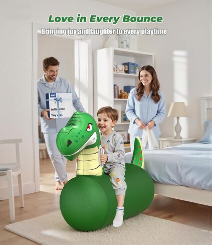 JOSEN Large Inflatable Bouncy Dinosaur Hopper Toy with Hand Pump, Kids Indoor Outdoor Ride on Bounce Animal, Bouncing Horse Hopping Toy for Boys, Girls Up to 220lbs, Birthday Gift for 4 6 8 Year Old in Saudi Arabia