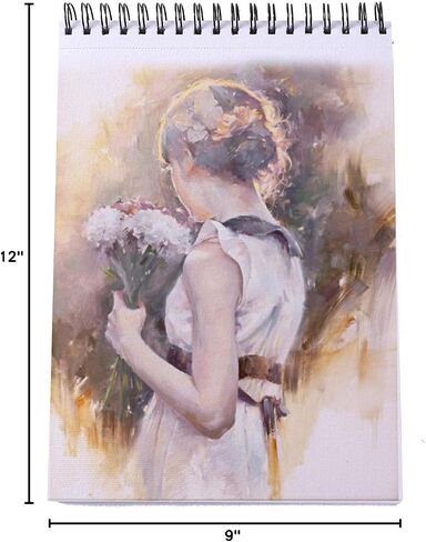 لوحة رسم باكمور 9 × 12 بوصة (110 رطل/180 جرام)، 60 ورقة، لوحة لولبية متعددة الوسائط للفنانين المحترفين والهواة | فن أكريليك وحبر، وطلاء الباستيل الزيتي، رسم وسائط مختلطة بالألوان المائية in Kuwait