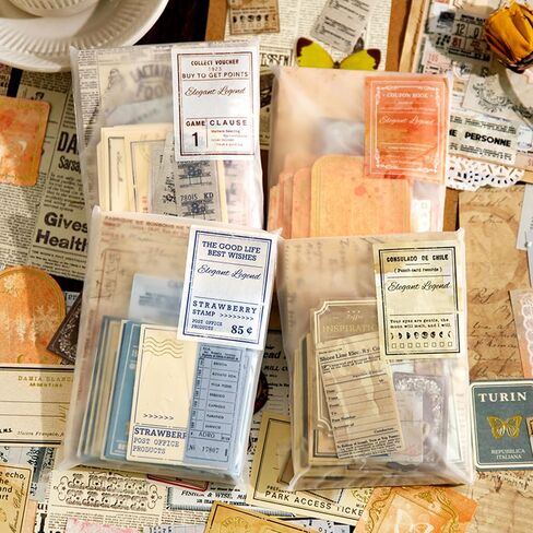 400Pcs Vintage Scrapbook Paper & Journaling Stickers Set, Mix Sizes Antique Single Side Printed Craft Paper for DIY Card Making, Journaling, Photo Album & Decoration in Saudi Arabia