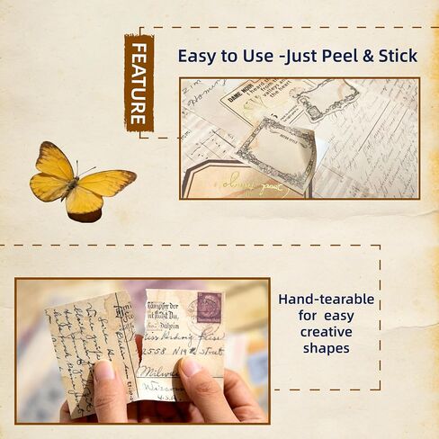 400Pcs Vintage Scrapbook Paper & Journaling Stickers Set, Mix Sizes Antique Single Side Printed Craft Paper for DIY Card Making, Journaling, Photo Album & Decoration in Saudi Arabia