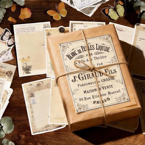 400Pcs Vintage Scrapbook Paper & Journaling Stickers Set, Mix Sizes Antique Single Side Printed Craft Paper for DIY Card Making, Journaling, Photo Album & Decoration in Saudi Arabia