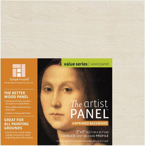 Ampersand Artist Panel Unprimed Basswood, 1.5 Inch Depth, 8X8 Inch (UPWP150808) in Kuwait