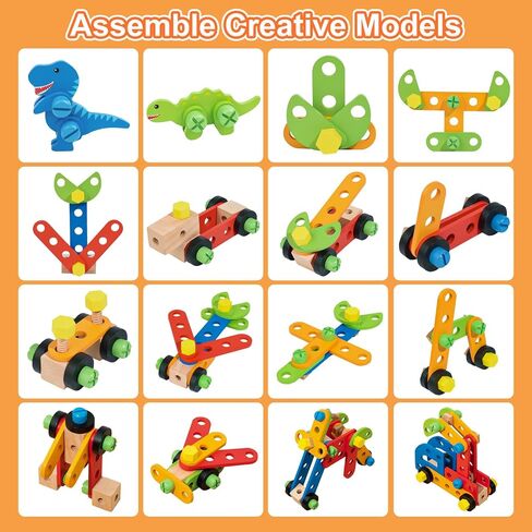 Phobby Wooden Tool Set with Drill & Belt Toy for Kids Ages 3 4 5 6, 60Pcs in Saudi Arabia