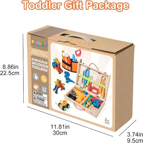 Phobby Wooden Tool Set with Drill & Belt Toy for Kids Ages 3 4 5 6, 60Pcs in Saudi Arabia