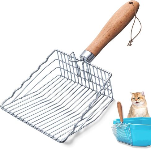 Cat Litter Scoop, Premium Kitty Shovel with Hook and Hole, Metal Sifter Scooper Stainless Steel for Easy Cleaning, Durable and Heavy Duty, Odor-Free for Litter Box in Kuwait