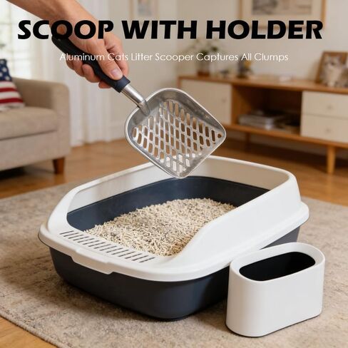 Heavy-Duty Metal Cat Litter Scoop with Holder in Kuwait