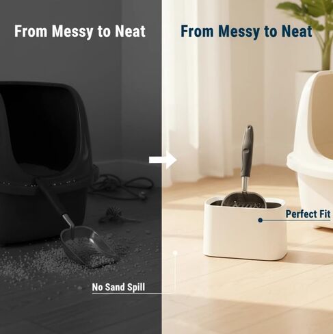 Heavy-Duty Metal Cat Litter Scoop with Holder in Kuwait