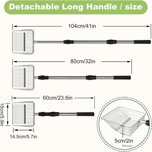 XBX Long Handle Cat Litter Scoop with Holder, Adjustable Extendable Metal Litter Scooper, Stainless Steel Shovel Sifter for Litter Box Cleaning, Durable Cat Pooper Scooper for Home Use in Kuwait