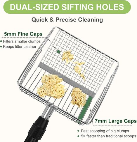 XBX Long Handle Cat Litter Scoop with Holder, Adjustable Extendable Metal Litter Scooper, Stainless Steel Shovel Sifter for Litter Box Cleaning, Durable Cat Pooper Scooper for Home Use in Kuwait