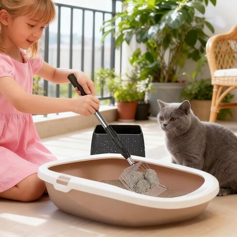 XBX Long Handle Cat Litter Scoop with Holder, Adjustable Extendable Metal Litter Scooper, Stainless Steel Shovel Sifter for Litter Box Cleaning, Durable Cat Pooper Scooper for Home Use in Kuwait