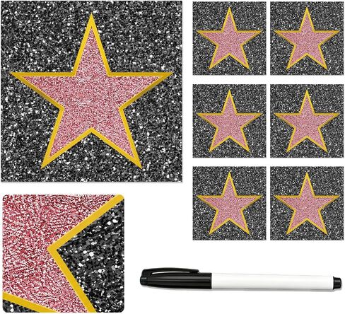 Starboling Movie Star Sticker,25 Pcs Red Carpet Theme Decorations with Black Marker,11x11inches in Kuwait
