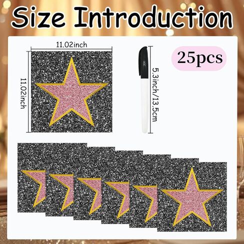 Starboling Movie Star Sticker,25 Pcs Red Carpet Theme Decorations with Black Marker,11x11inches in Kuwait