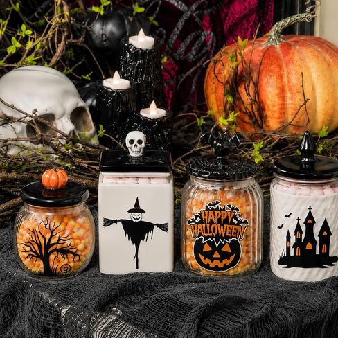 36 PCS Halloween Rub On Transfer Stickers for Crafts, Colorful Waterproof Decals with Pumpkins, Ghosts, Witches and Haunted Houses for Jars, Tumblers, Mugs & DIY Decorations in Kuwait