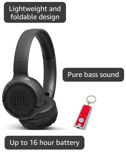JBL Tune 500BT - On-Ear Wireless Bluetooth Headphones, Includes LED Flashlight Key Chain Bonus (Pink) in Saudi Arabia