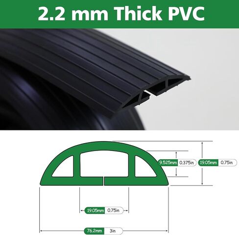 4ft Floor Cable Cover Heavy Duty PVC Cord Cover Wire Cover to Prevent Trip Hazard for Home Office or Outdoor(4ft, Black) in Kuwait