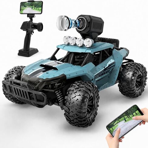 DEERC DE65 سيارة تحكم عن بعد مع كاميرا عالية الدقة 1080 بكسل، سيارات RC بمقياس 1:16 مع ضوء هيكل LED ومصابيح أمامية، سيارة لعبة شاحنة الوحش عالية السرعة 2.4 جيجا هرتز، بطاريتان للعب لمدة 60 دقيقة، هدية للأطفال الأولاد in Saudi Arabia
