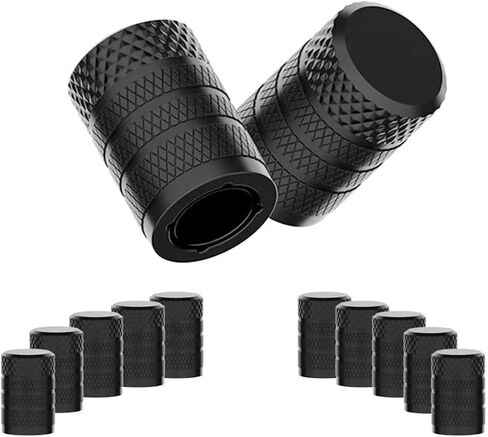 CKAuto 4 Pack Basketball Tire Valve Stem Caps, Black Anodized Aluminum Tire Valve Cap Set, Corrosion Resistant, Universal Stem Covers for Cars, Trucks, Motorcycles, SUVs and Bikes in Kuwait
