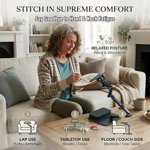 OWFCCLA Adjustable Embroidery Hoop Stand - Hands-Free Cross Stitch Holder in Saudi Arabia