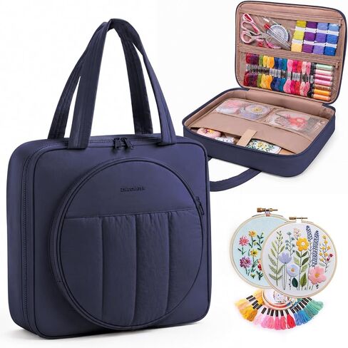 MYBAGZING Embroidery Bag Organizer,Cross Stitch Project Bag w/Hoop Storage in Saudi Arabia