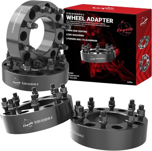 Wheel Accessories Parts 2 Pc Steel Hub Centric Wheel Spacers 8 on 180mm 1.5" Thick 14mm 1.50 14x1.5 Thread Stud 124.1mm Hub Fits 2011+ Chevy Silverado GMC Sierra 2500 3500 Single Rear Wheel Vehicles in Kuwait