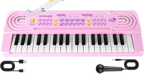 Toddler Kid Toy Piano Keyboard, 37 Keys Pianos Music Toys with Microphone in Kuwait