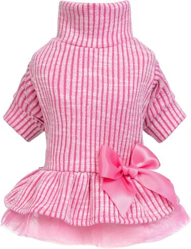 Fitwarm Collared Neck Tulle Dog Dress, Cozy Winter Clothes for Small Dogs Girl, Pet Outfits, Purple, Small in Kuwait