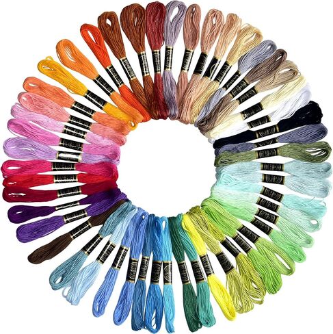 Friendship Bracelet String 50 Skeins Rainbow Color Embroidery Floss Cross Stitch Embroidery Thread Cotton Floss Bracelet Yarn, Craft Floss(Fashionable Color) in Kuwait