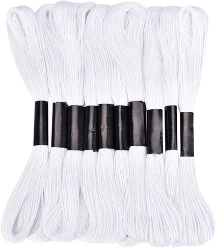 White Embroidery Floss, 24 Skeins Embroidery Thread Friendship Bracelet String, Cross Stitch Threads Hair Wrap Yarn in Saudi Arabia