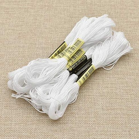 White Embroidery Floss, 24 Skeins Embroidery Thread Friendship Bracelet String, Cross Stitch Threads Hair Wrap Yarn in Saudi Arabia