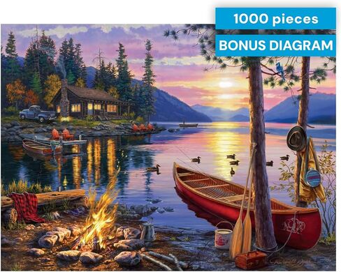 Buffalo Games Darrell Bush Canoe Lake Jigsaw Puzzle, 1000 Piece, for Adults in Kuwait