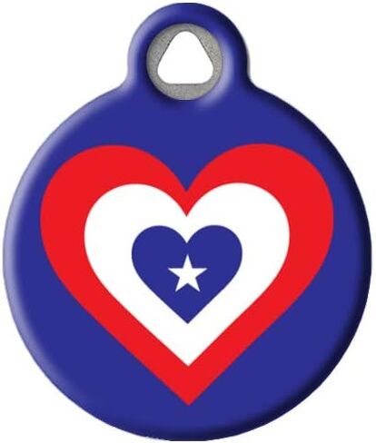 Dog Tag Art America Heart Personalized Pet ID Tag for Dogs and Cats, Silent Polymer Coated Stainless Steel Nametag with Customized Identification Information, Large 1.25" Diameter in Kuwait