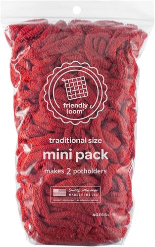 Friendly Loom | 7" Traditional-Sized Red Potholder Weaving Loops | Craft 2 Cotton Potholders in Kuwait