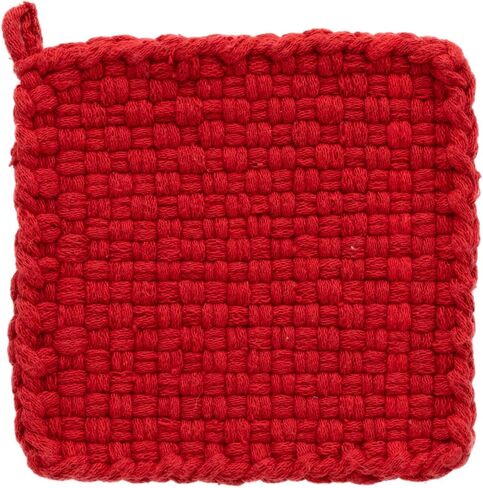 Friendly Loom | 7" Traditional-Sized Red Potholder Weaving Loops | Craft 2 Cotton Potholders in Kuwait